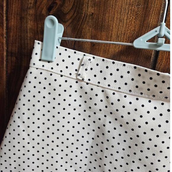 VINTAGE Boutique A-Line White Polka Dot Midi Skirt Est Size XS - Picture 4 of 10